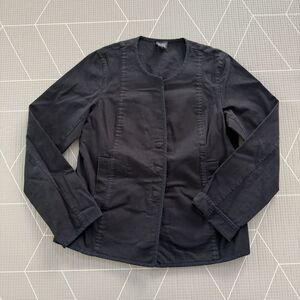 Eileen‎ Fisher Cotton Jacket Size Small Black Snap Closure Stretch
